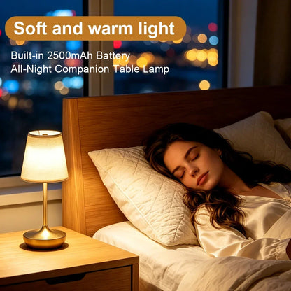 GGbingo Rechargeable LED Table Lamps Classic Desk Lamp Dimmable USB Fabric Lampshade Bedroom Bedside Desk Light Decoration