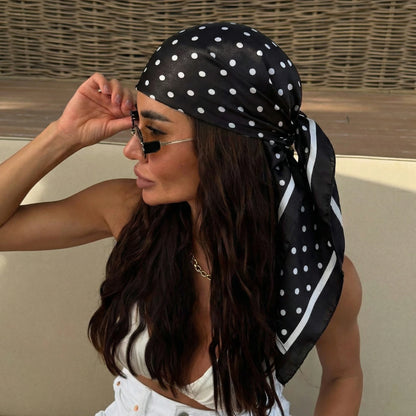 2026 Dot Print Square Scarf For Women Silk Shawl Neckerchief Female Hair Bands Head Wraps Headband Foulard Satin Hijab Bandana