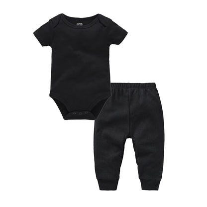 2/6 Pcs/lot Muslin Blank Baby Rompers Pants Set Plain Colors Summer Short Sleeve Bodysuit Kids Clothing Set Boys Clothes