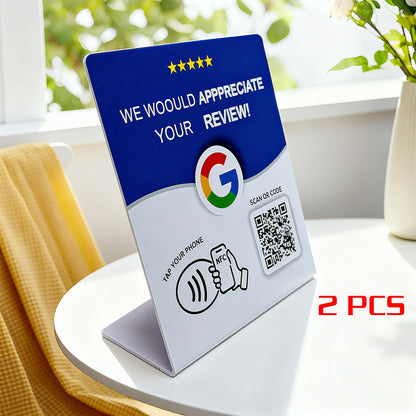 HACHANLUN Programmable NFC 215 QR code Google Review NFC Display rack 13.56Mhz Five Star Rating System Customer Feedback Tool
