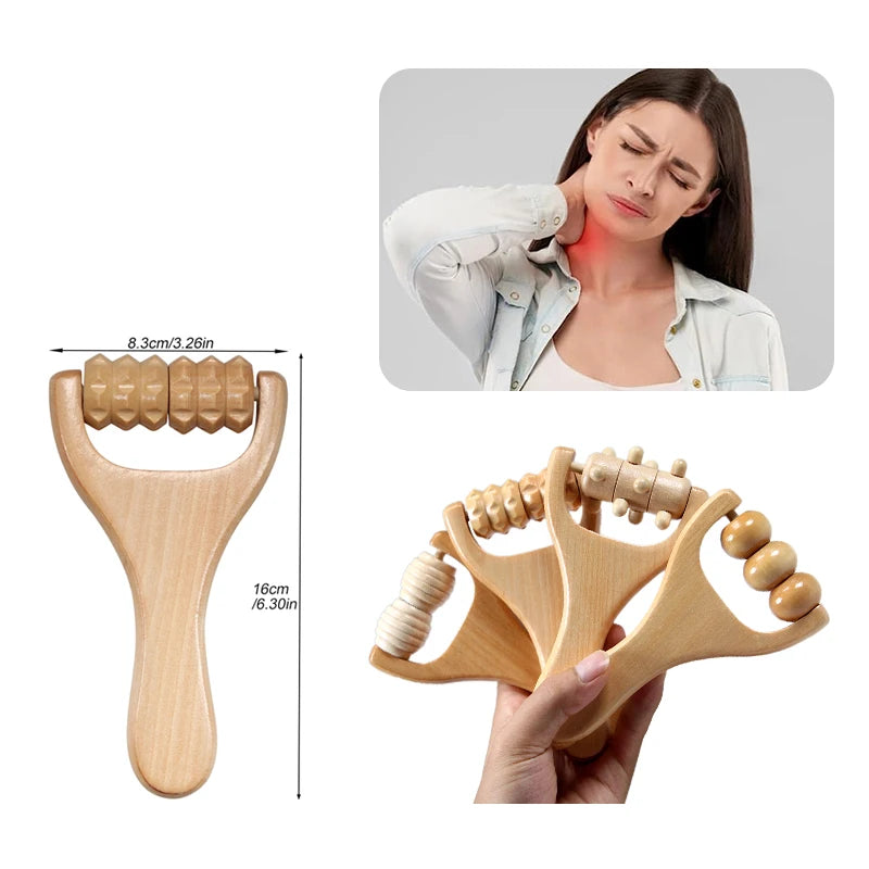 1Pcs  Wooden Massage Roller, Multi-Functional Body Roller for Cellulite Reduction, Eases Muscle Tension ,Natural Muscle Roller