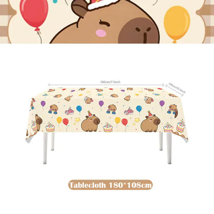 Capybara Decoration Birthday Party Favors Tableware Set Cup Plate Balloons Gift Bags Happy Banner Cake Topper Supplies for Girls