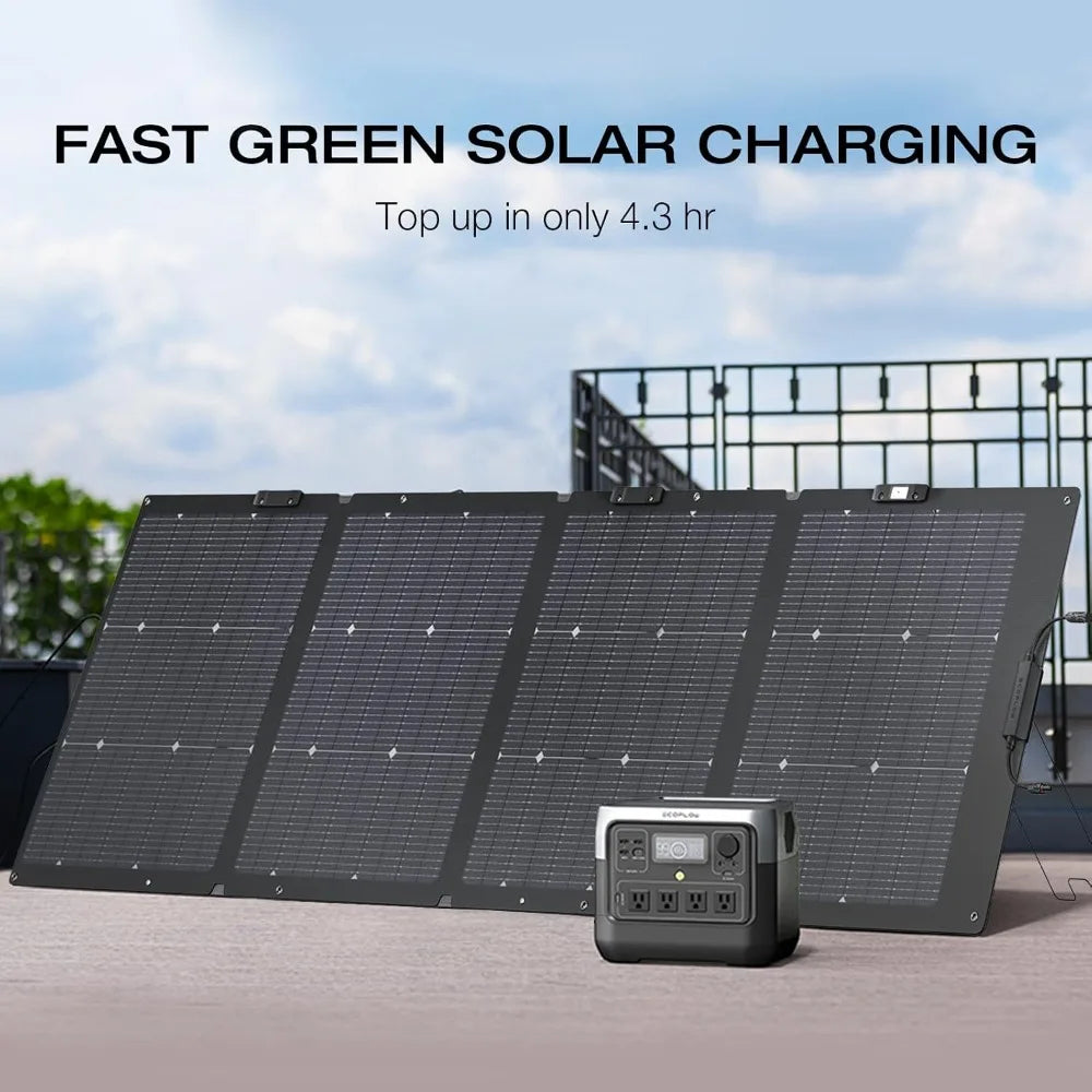 800W Surge 1600W Portable Solar Generator, LiFePO4 768Wh Power Station With 4 AC Outlets & 220W Solar Panel, Customized