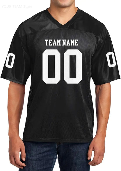 Custom American Football Jersey Green Large V-Neck Unisex Adult Sports Jersey Personalized Team Uniform - Breathable Polyester
