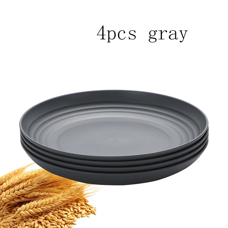 4/16pcs Plastic Plates (9 Inches in Diameter) Are Reusable and Suitable for Home Kitchens for Snacks, Desserts