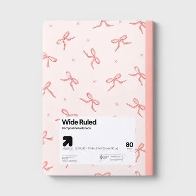 Wide Rule Bow Spot 7.5"X10.5" Composition Paper Notebook Light Terracotta Pink 9.75 Inch for Home Office School Essentials