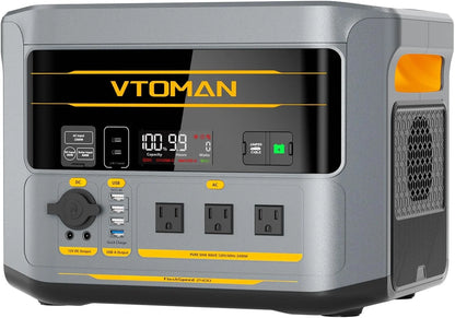 VTOMAN FlashSpeed 2400 Portable Power Station, 1408Wh LiFePO4 Battery, 2400W (Peak 3200W), 58-Min Fast Charge, UPS Solar Generator for Home Backup, Camping, RV, Off-Grid Living & Emergency Power