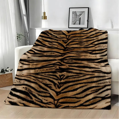 Fashion Animal Print Throw Lightweight 240g Flannel Blanket Soft Skin-friendly for Summer Cooling