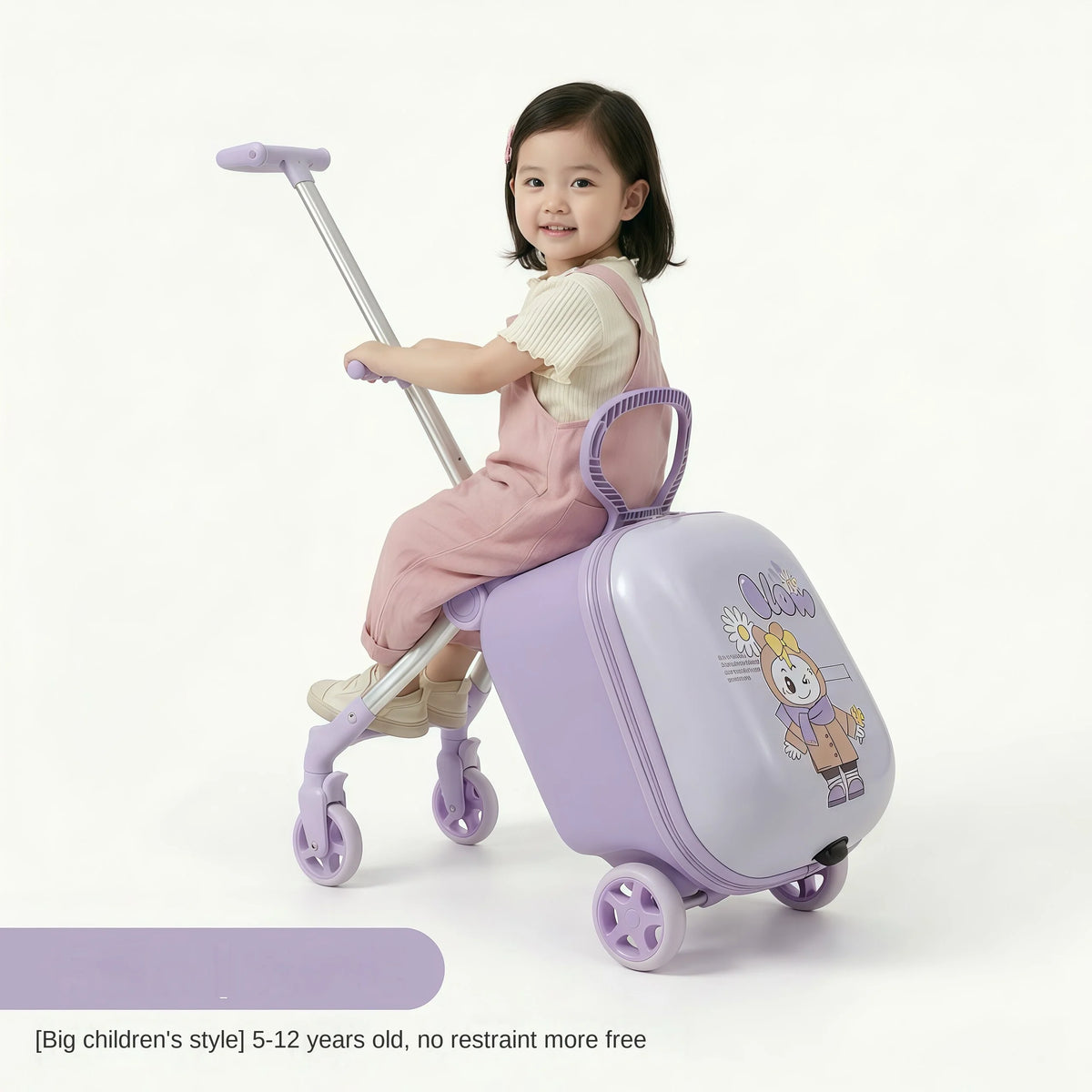 2026 New Children's Ride-On Suitcase with Sparkling Wheel 20 inch Carry-On Suitcase 2 in 1 Removable Handle Travel Luggage