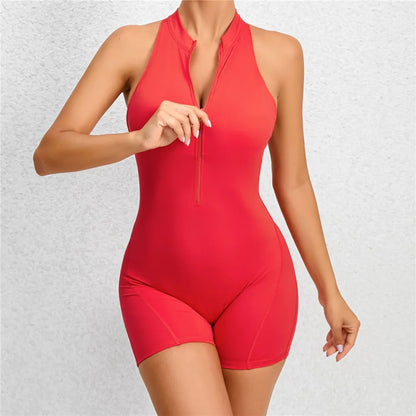 Yoga Women's Padded Workout Suit One-Piece Jumpsuit Workout Set Sports Fitness Overalls Gym Clothing Zipper Long Short 2025 New