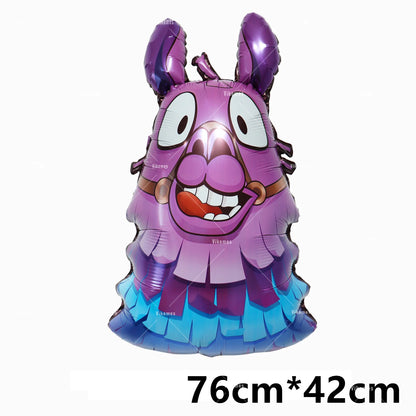 Fortnite Balloons Happy Birthday Banner Shooting Game Party Decoration Alpaca Llama Disposable Tableware Background Cake Topper