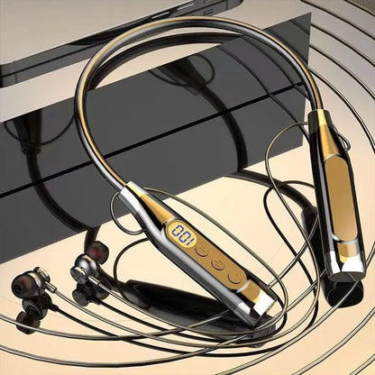 LED Digital Display Wireless Earbuds Neckband Magnetic TF Card Support Earphones Stereo Sound Long Standby