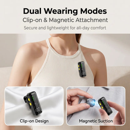 Wireless Lavalier Microphone, AI Noise‑Reduction Lapel Mic With Charging Case, Plug‑and‑Play for iPhone Android Vlog Live Stream