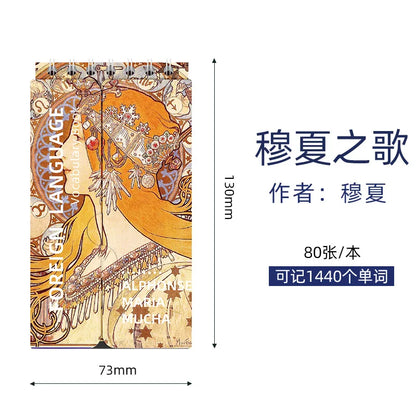 Portable Mini Notebook Japanese Famous Painting Pocket Spiral Notebook Languages Learning Word Book for School Stationery