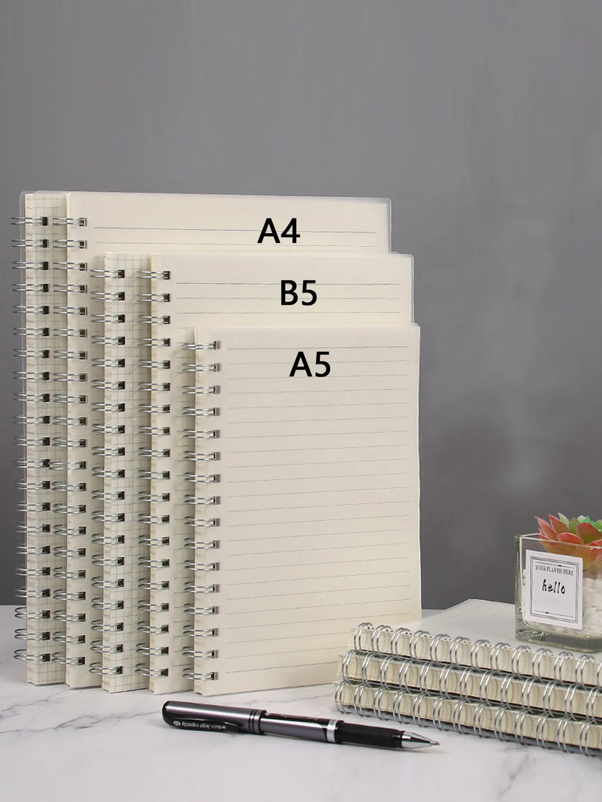 1 Pcs Thick Student Notebook, Minimalist Ledger, Horizontal A5/B5/A4 Notebook, A Total of 80 Sheets (Including Ledger Stickers)