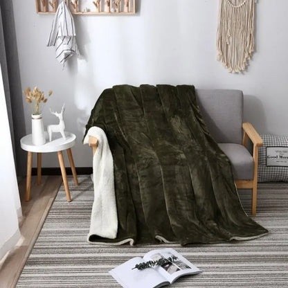 Lamb wool flannel blanket Nordic light luxury style quilt blanket Double layer thickened blanket