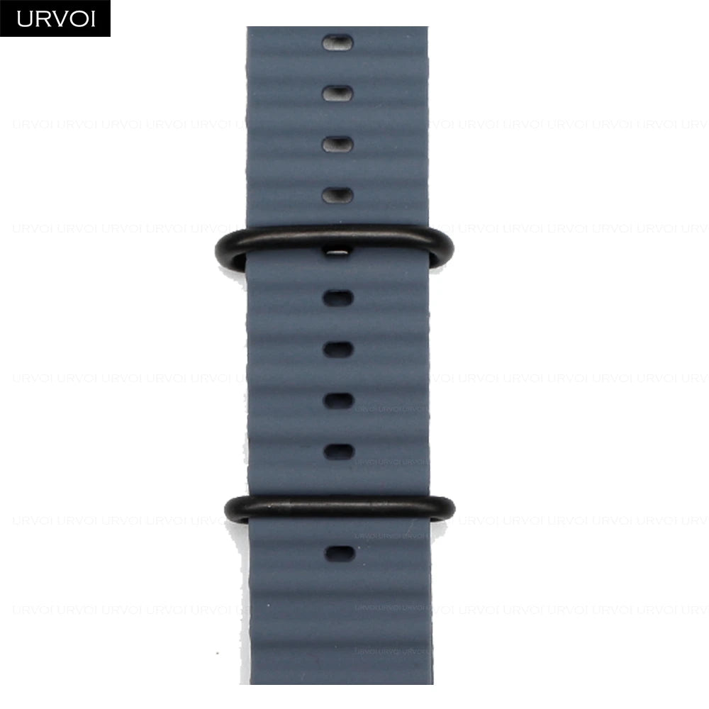 URVOI Ocean Band for Apple Watch Ultra 4 3 2 Strap Series 12 11 10 SE Sport Band for iWatch Silicone Wristband Black Buckle 49mm