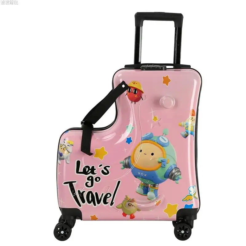 Children's Cute Cartoon Rideable Suitcase 20 inch Boarding Box Sitting Trolley Case Universal Wheel Baby Luggage