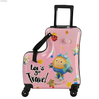 Children's Cute Cartoon Rideable Suitcase 20 inch Boarding Box Sitting Trolley Case Universal Wheel Baby Luggage