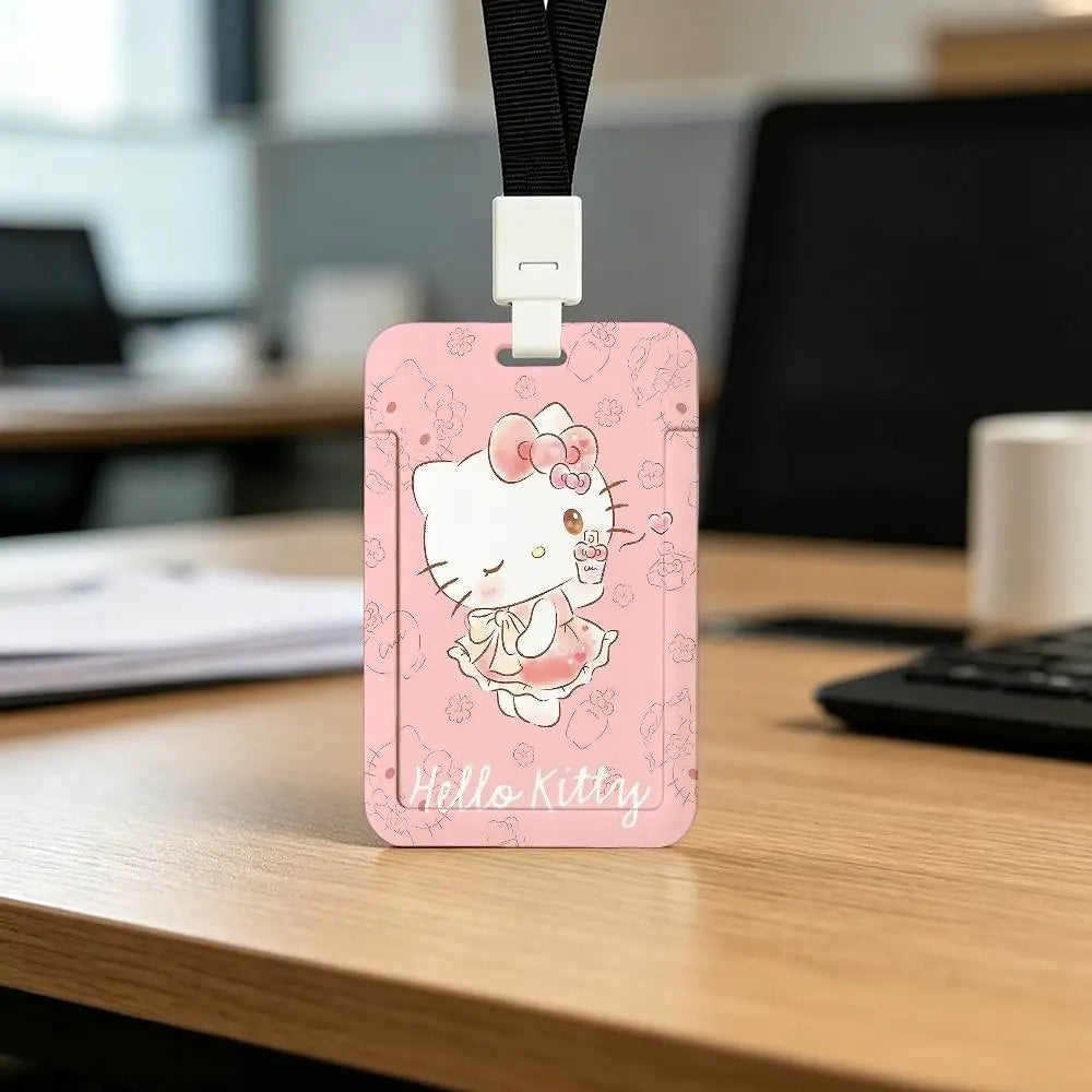 Cute Cat H-Hello K-Kitty NFC Contactless Sliding Card Sleeve For Student Cards, Bus Cards, ID Cards, And Work Permits