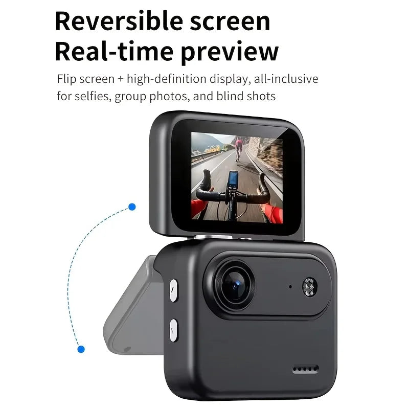 32GB 4K HD Flip Screen Thumb Camera Action Camera | Outdoor Recording, VLOG Cycling Camcorder, Anti Shake Flip Screen Panoramic Travel Shooting, Large Wide-angle First Person View Recording Camera, USB Charging, Lightweight S