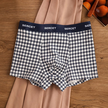 1/3PCS 95% Cotton Soft Boxers Striped/Dot/Plaid Knit Man Underwear Autumn Breathable Antibacterial 3D Mesh Crotch Men's Panties