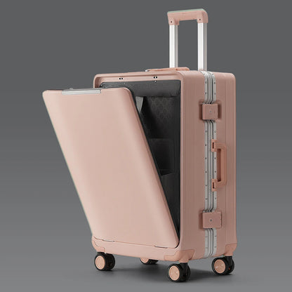 KLQDZMS 20 Inch Portable Front Opening Suitcase With Large Capacity 24 Inch Business Trip Travel Cabin Rolling Luggage Bag