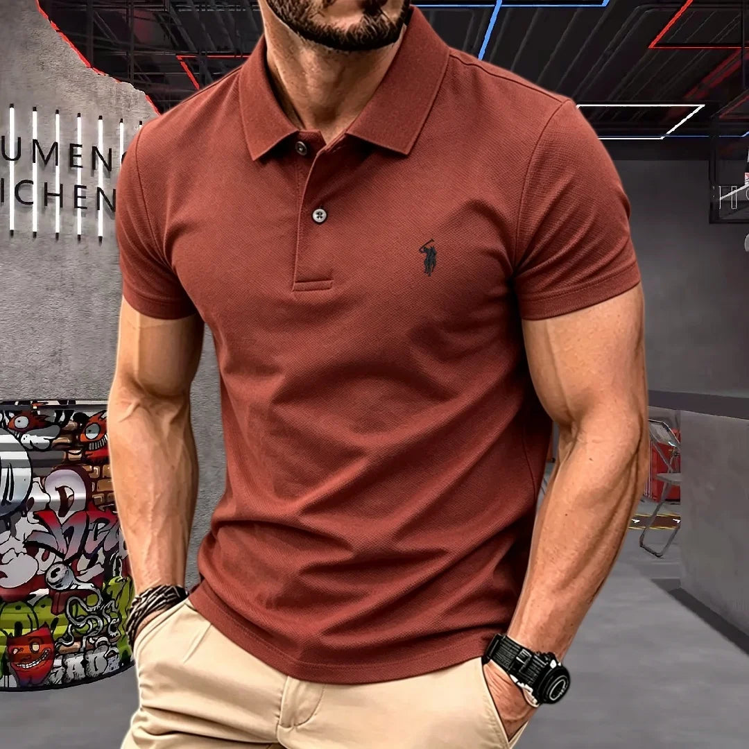 100% pure cotton high-end brand men's short sleeve polo shirt 2026 summer luxury fashion pony embroidery golf top casual T-shirt