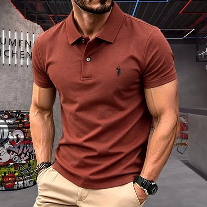 100% pure cotton high-end brand men's short sleeve polo shirt 2026 summer luxury fashion pony embroidery golf top casual T-shirt