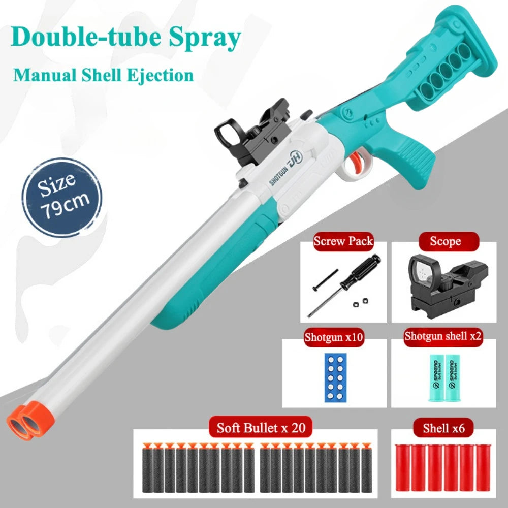 Double-barreled Toy Gun Realistic Soft Bullet Blasters Educational Shooting Toy Shotgun Gifts for Boys Christmas Birthday