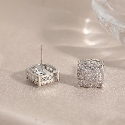 Delicate stud earrings for men and women Square accessories suitable for wedding parties go with everything