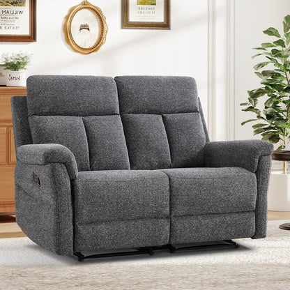 Manual Reclining Loveseat, 2-Seat Recliner Sofa with Padded Arms and Supportive Backrest, Comfortable Fabric Reclining, Custom