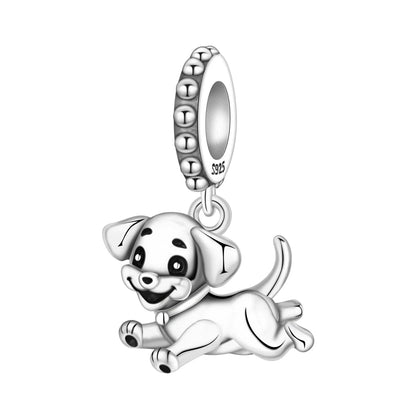Hot Sale 925 Sterling Silver Dog Cat Cute Pet Animals Pendant Birthday Party Gift for Women Bangle Bracelet Necklace DIY Jewelry