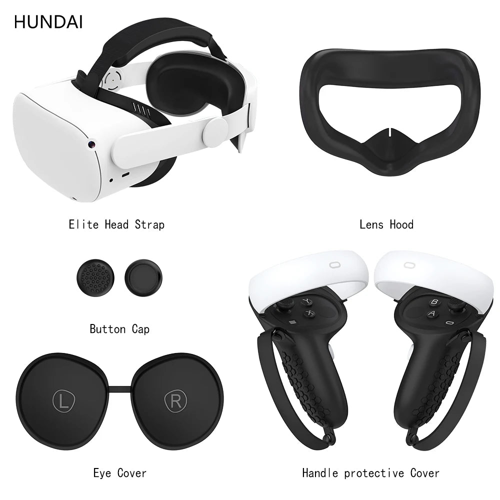 VR Protective Cover Elite Strap Head Strap Touch Controller Shell Case With Strap Handle Grip For Oculus Quest 2 Accessories