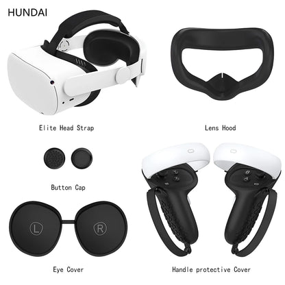 VR Protective Cover Elite Strap Head Strap Touch Controller Shell Case With Strap Handle Grip For Oculus Quest 2 Accessories