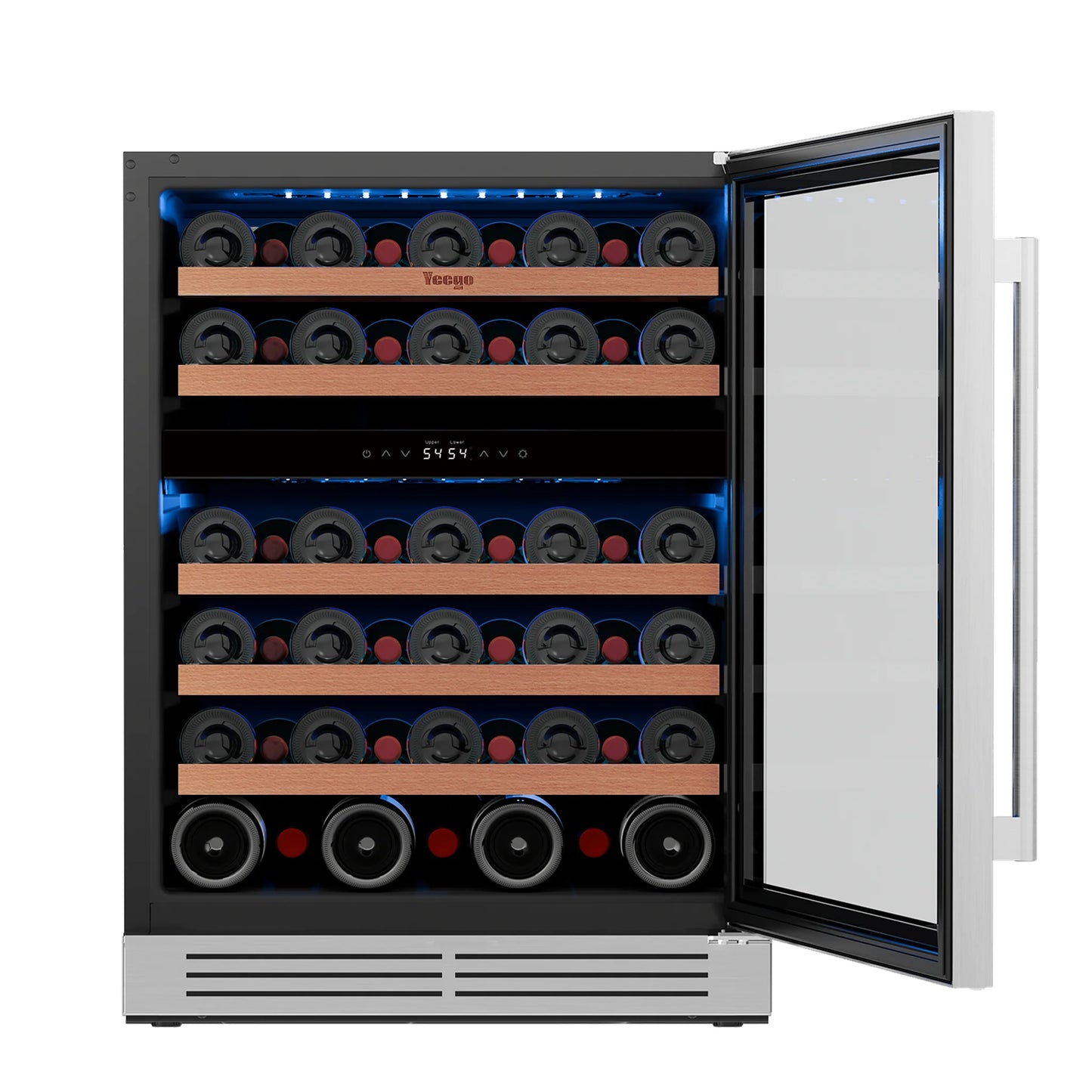 Yeego 52 Bottle Dual Zone Wine Cooler Refrigerator Built In Under Counter Wine Fridge with Compressor Cooling, Adjustable Temperature 40-65°F, Lockable Glass Door LED Light, ETL DOE Certified for Home Kitchen Bar