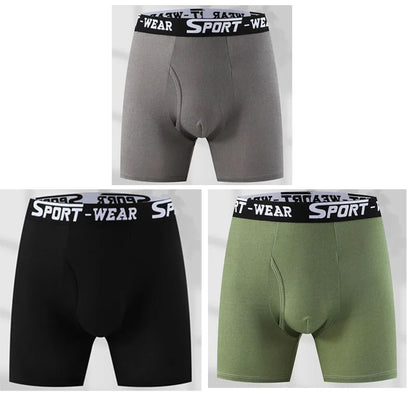 3 Pcs/Lot Fashion Solid Color Men's Underwear, Vibrant Waistband, Comfortable Flat Front, Quick-Drying Sports Breathable Shorts