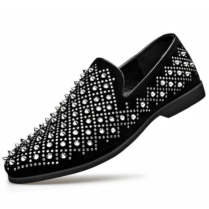 Black Rivet Shoes 48 Designer New Loafers Men's Pointed Punk Rock Rivets Business Casual Shoes Party Wedding Dress Homecoming Fo