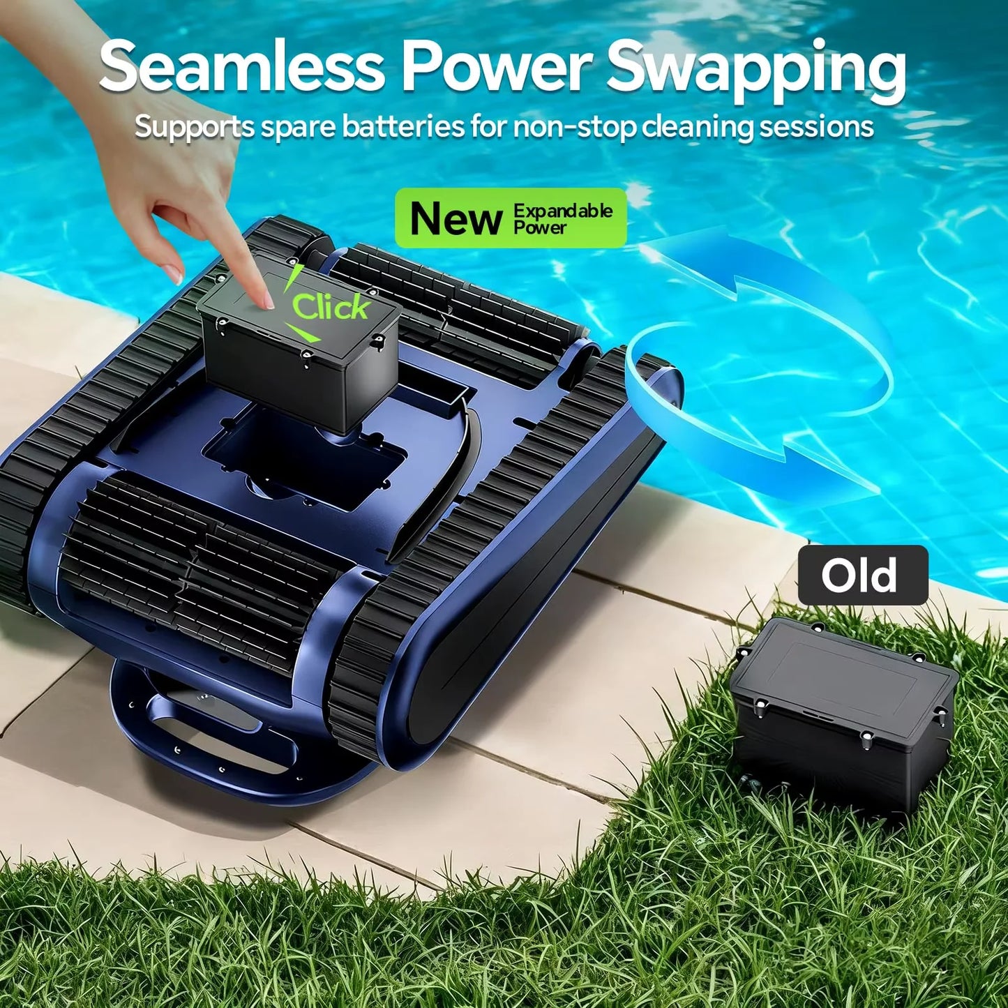 Seauto Crab Pro Robotic Pool Vacuum, Wall-Climbing Robot, Suitable for Walls and Floors of 2000 Square Feet