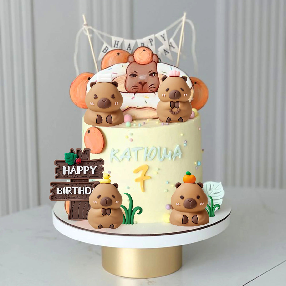 LaVenty Capybara Cake Toppers Mini Blowfish Party Supplies for Capybara Birthday Party Supplies Baby Shower Party Favors