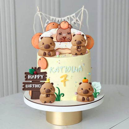 LaVenty Capybara Cake Toppers Mini Blowfish Party Supplies for Capybara Birthday Party Supplies Baby Shower Party Favors