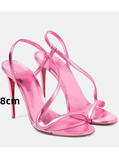 Ladies' Summer New Multi Color Serpentine Grass Stiletto Sandals Sexy Party Fashion Show 35-44 Large Women's Sandals
