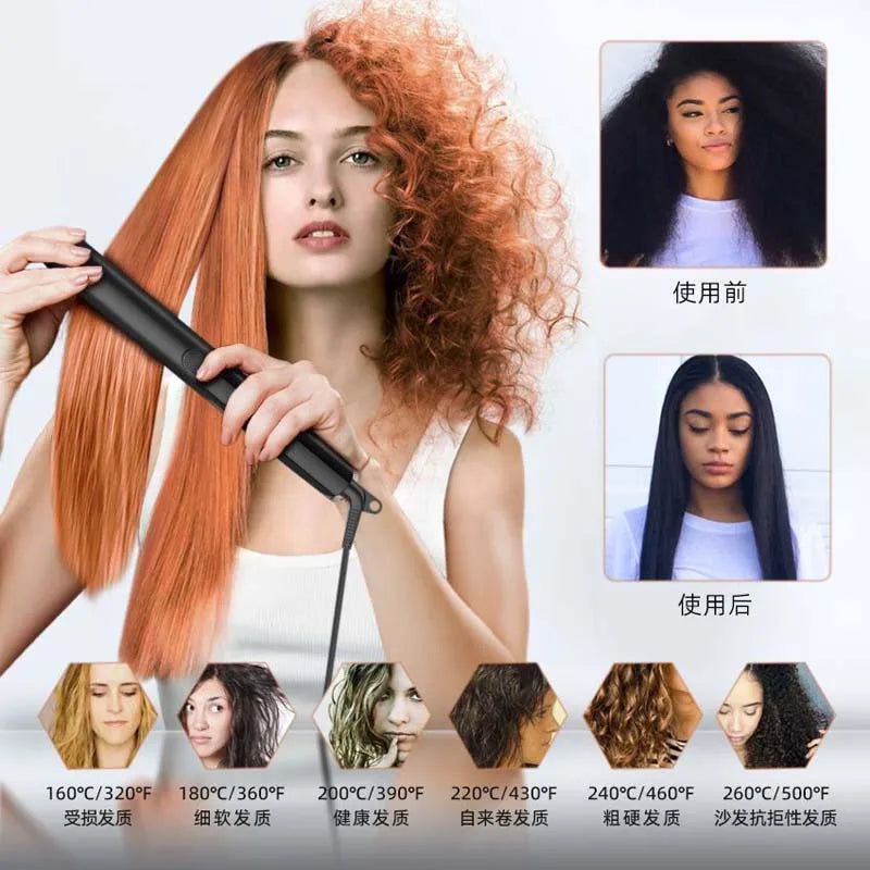 Hair Straightener Curler 500°F Professional Hair Flat Iron For Salon Styling Tools Keratin Treatment Dual Voltage LCD Display