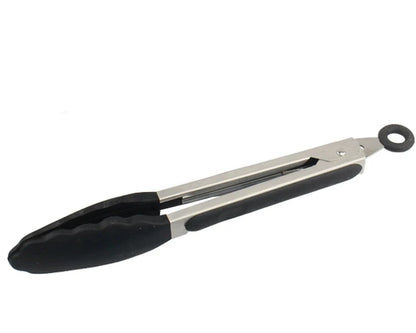 430 Stainless Steel Food Clip Equipped with Heat-resistant Silicone Kitchen Tongs Bbq Barbecue And Steak Frying Tool Holder