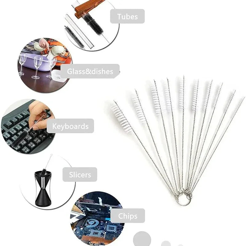 10pcs Pipe Tube Brush Pipe Cleaning Brushes Nylon Bristle Drinking Straws Cleaner Brush for Washing Kettle Spout Teapot Nozzle