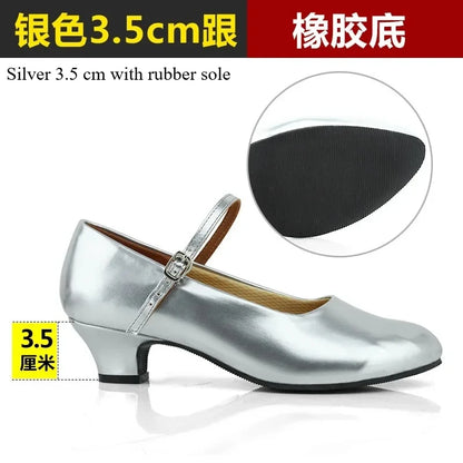 Women Patent Leather Shiny Closed Toe Salsa Shoes Black Gold Silver Red Ballroom Tango Latin Dance Shoes for Woman 5cm/7cm Heels
