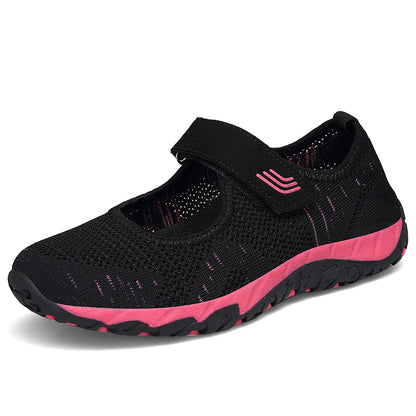 Women's Breathable Walking Shoes Ladies Fashion Mary Jane Sneakers Adjustable Working Nurse Shoes Lightweight Flats Roll