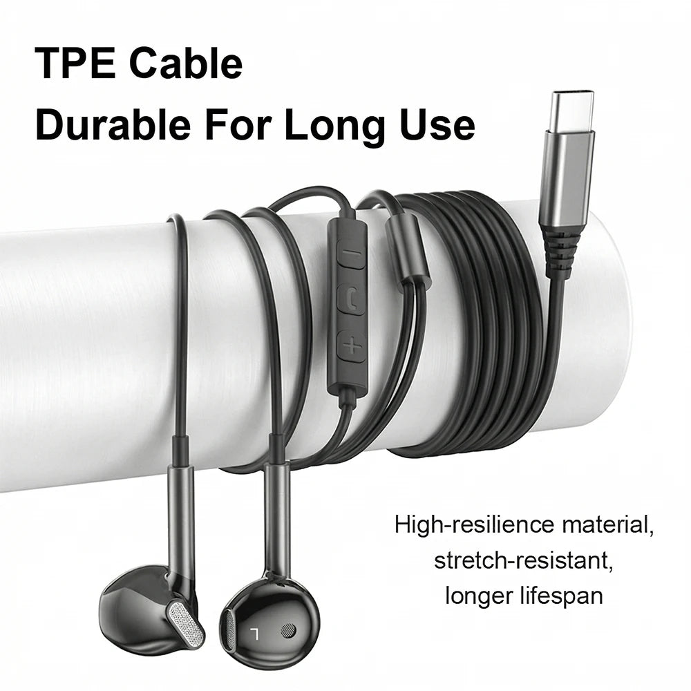 For Samsung Earphones HiFi Surround Sound With Mic Volume Control Type C 3.5mm Music Wired Headphones For Galaxy S26 S25 S24 S23