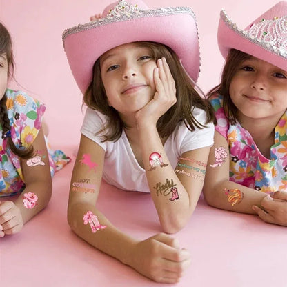 10 Sheets Western Cowgirl Theme Temporary Tattoos Cowboy Boot Hat Body Face Sticker Birthday Bachelorette Wedding Party Decor