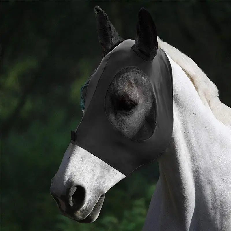 1pc Stretch Horse Fly Mask Mesh Bug Eye Cover Anti Insect Equine Face Shield for Summer Pasture Use